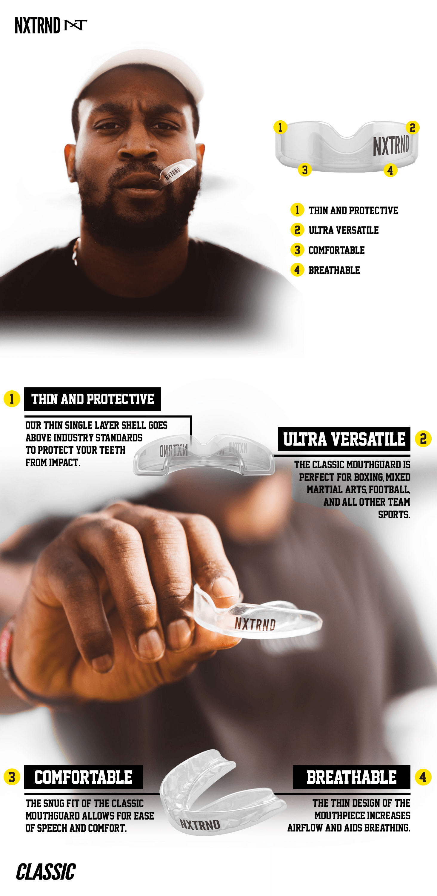 Amazon.com: 2 Pack Nxtrnd Classic Mouth Guard for All Sports (Transparent) : Sports &…: A+ Premium