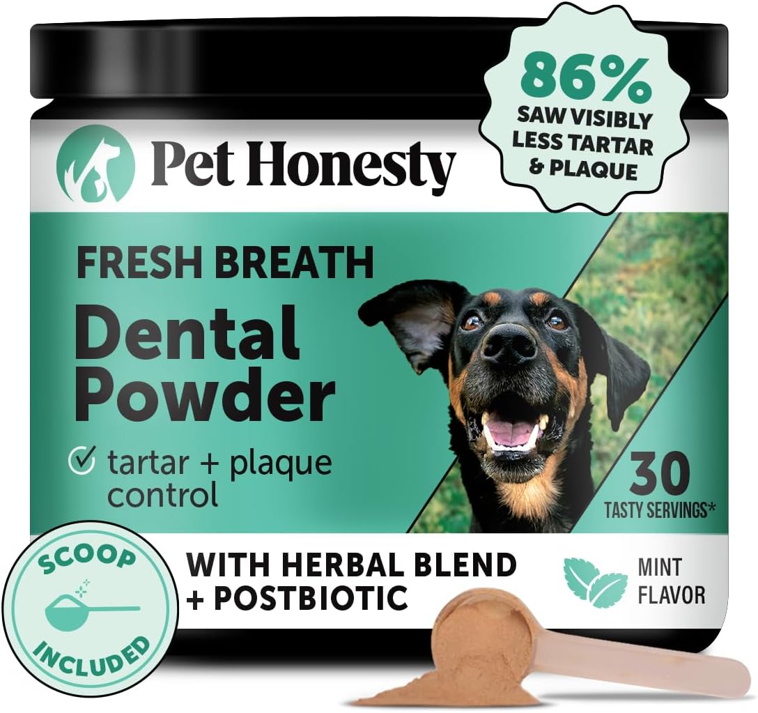 Infographics for Amazon.com : Pet Honesty Dog Breath Freshener Dental Powder for Teeth Cleaning Plaque Off
