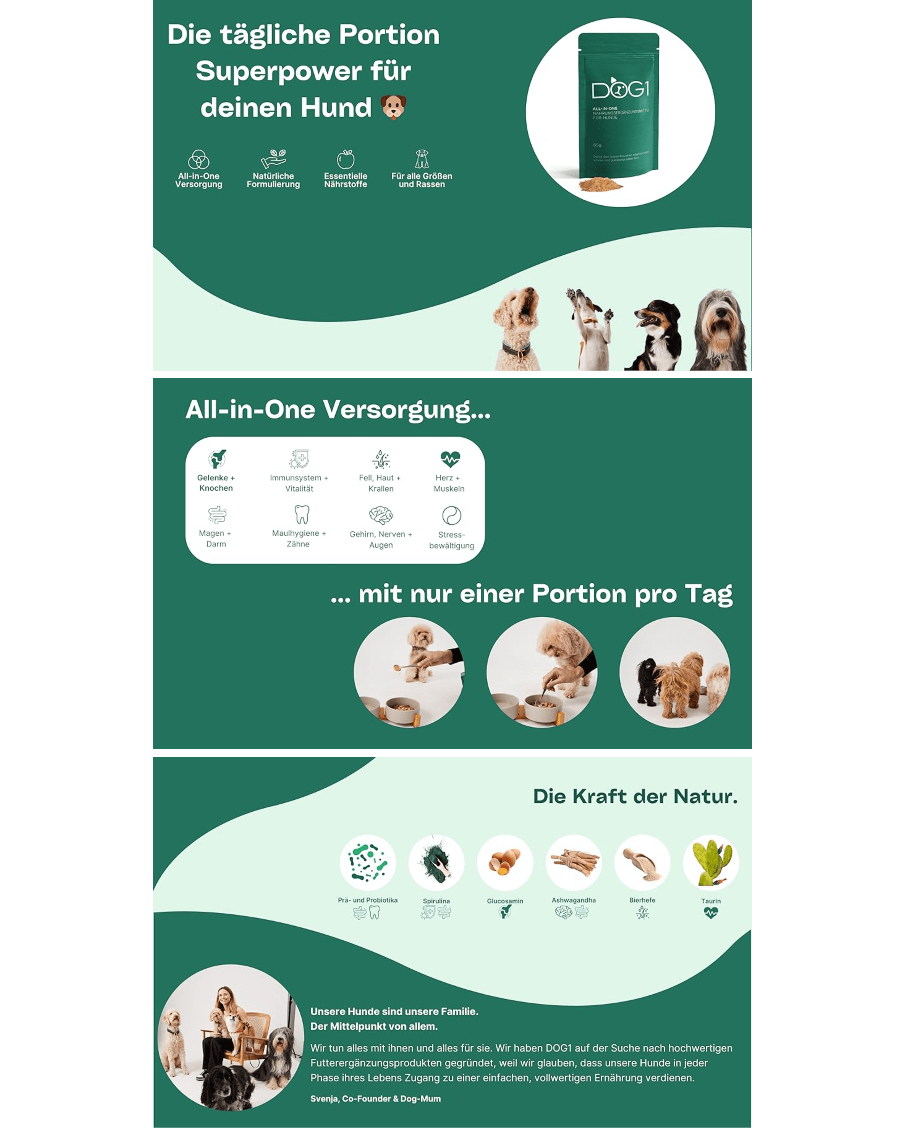 DOG1 8-in-1 Nahrungsergänzungsmittel Hund (1x) mit Vitamin B Komplex und Glucosamin: A+ Premium