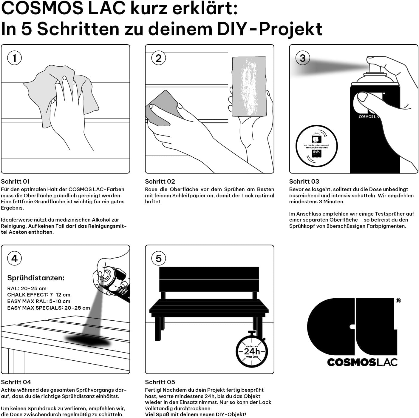 CL COSMOS LAC Sprühlack matt mit hoher Deckkraft: Infographics