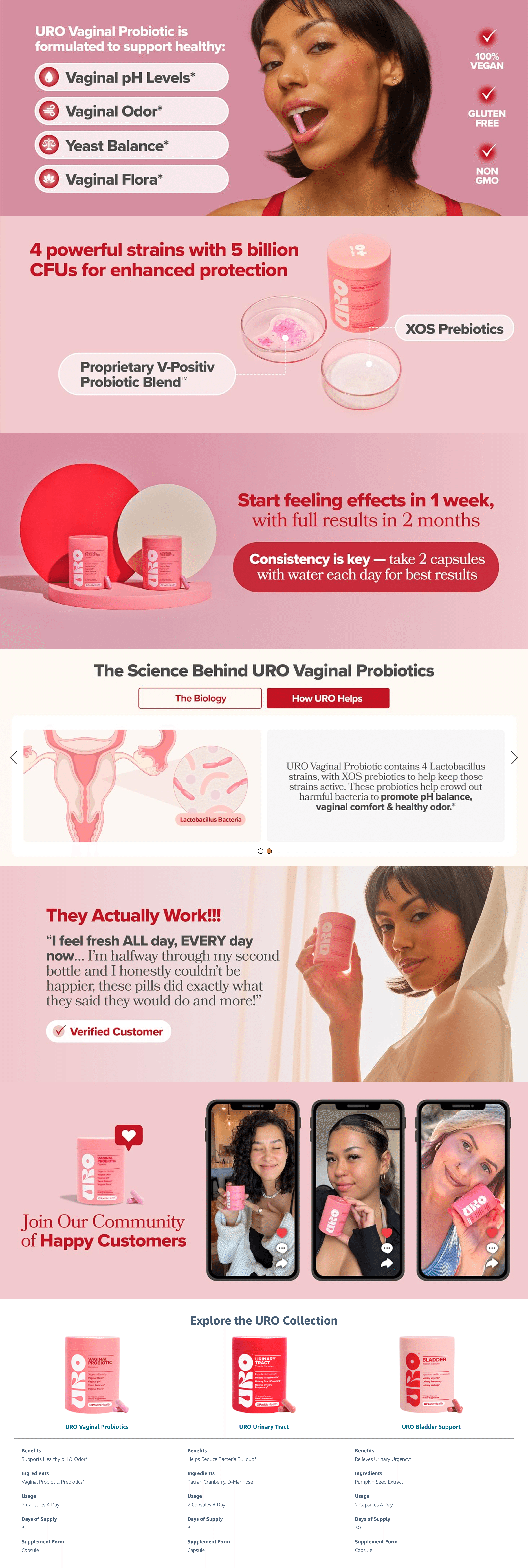 Amazon.com: URO Vaginal Probiotics for Women pH Balance with Prebiotics & Lactobacillus…: A+ Premium