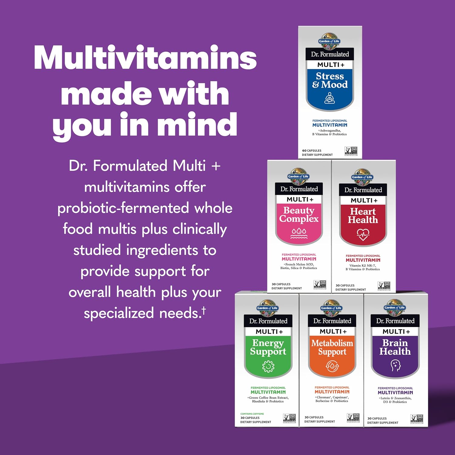 Infographics for Amazon.com: Garden of Life Dr. Formulated Multi+ Brain Health Capsules : Health &…