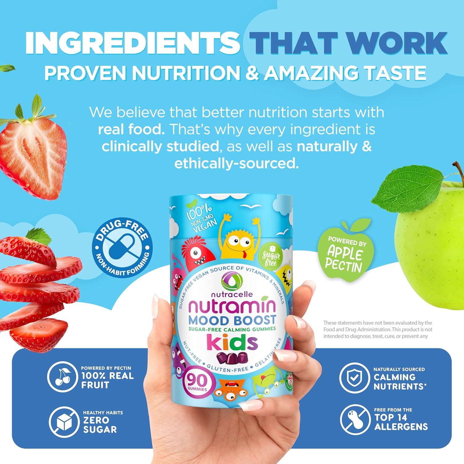 Amazon.com: NUTRAMIN Kids Mood Boost Vegam Vitamin Gummy: Calming Magnesium Citrate…: Infographics