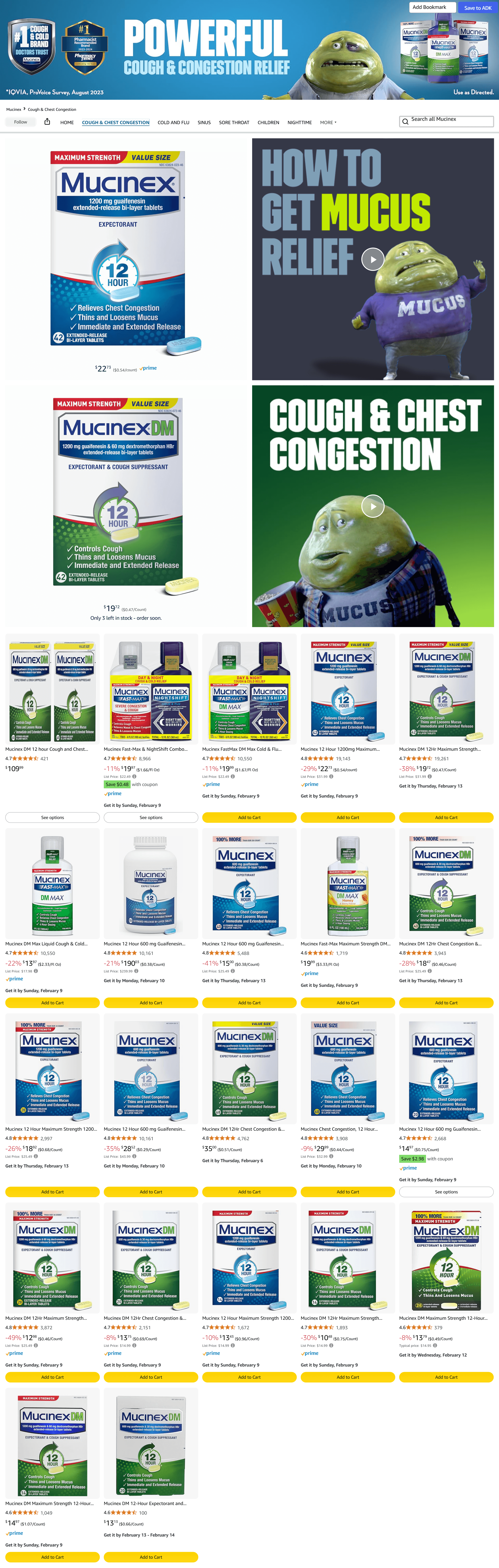 Storefront for Amazon.com: Mucinex: Cough & Chest Congestion