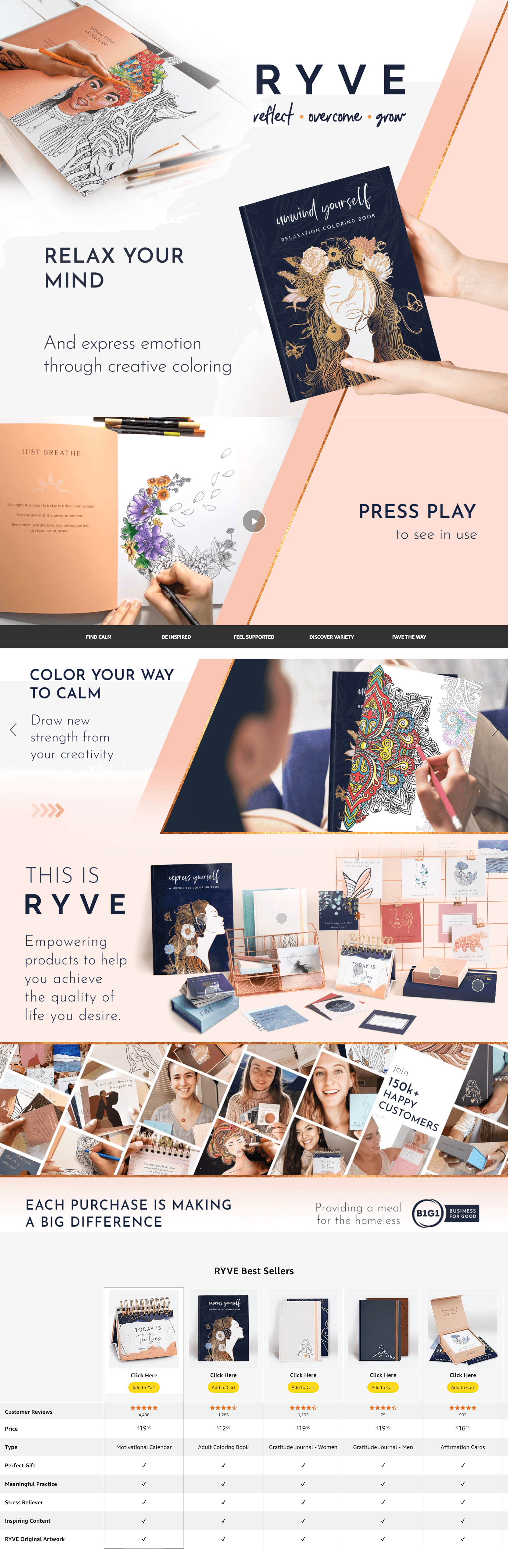 Amazon.com: RYVE Coloring Book for Adults Relaxation: A+ Premium