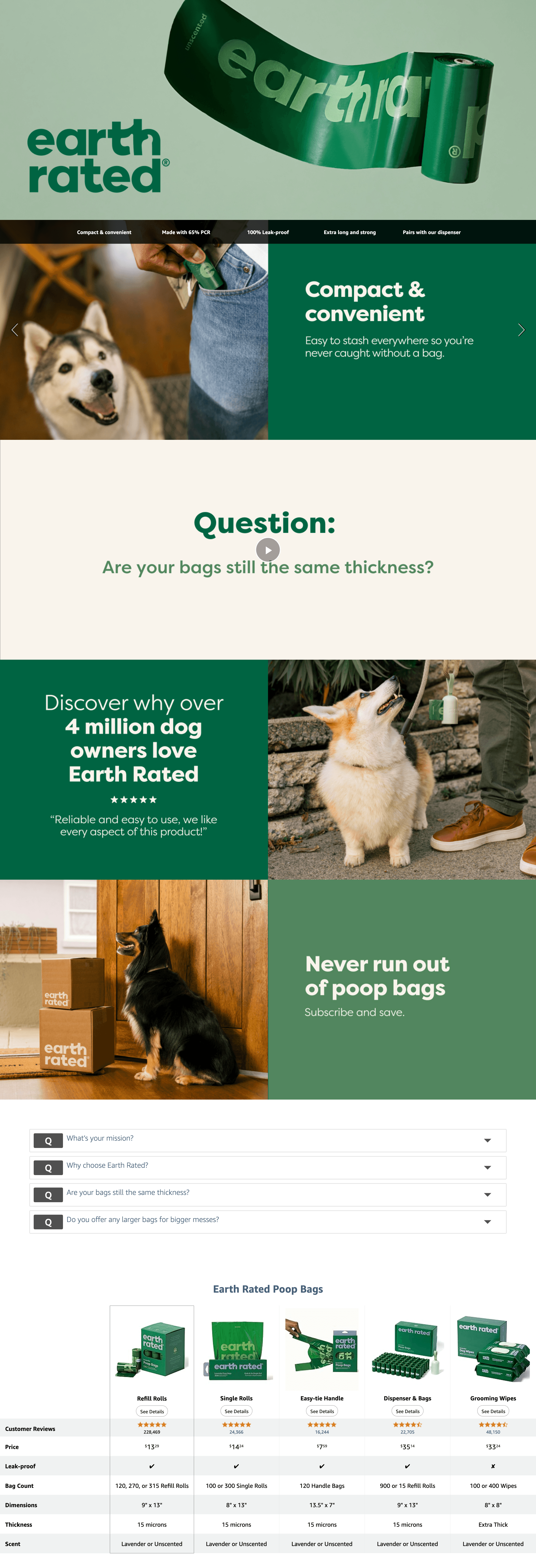 Amazon.com : Earth Rated Dog Poop Bags: A+ Premium