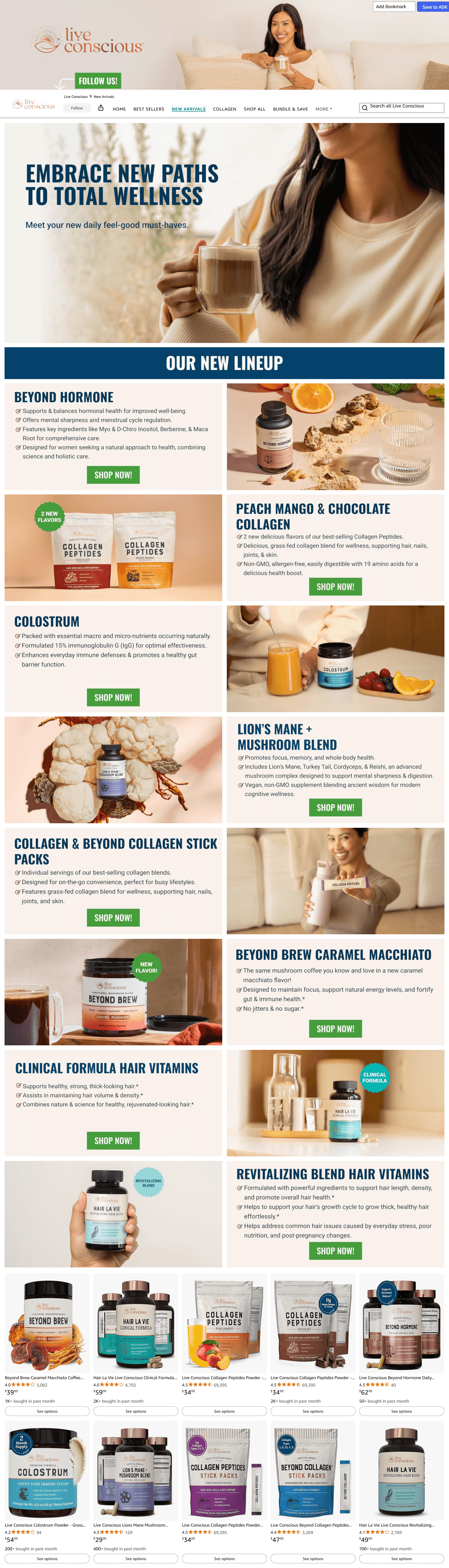Storefront for Amazon.com: Live Conscious: New Arrivals