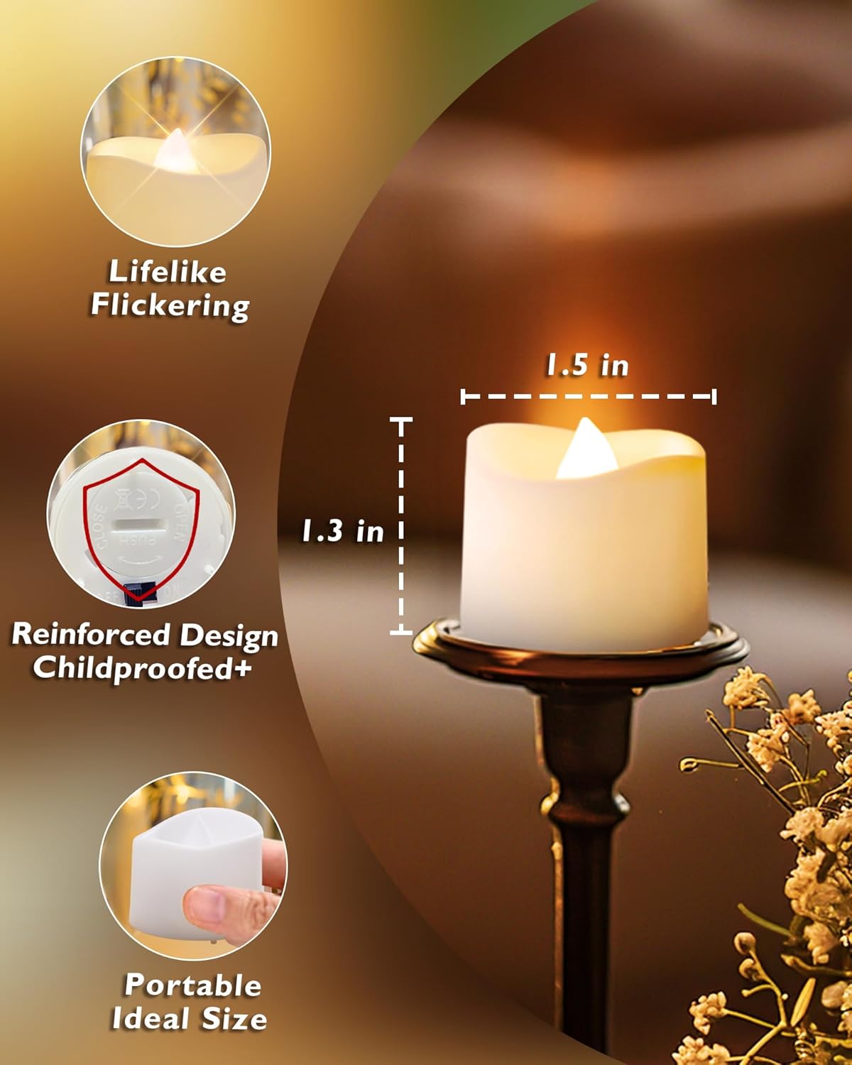 Amazon.com: Homemory 24-Pack Flameless LED Tea Lights Candles Battery Operated: Infographics