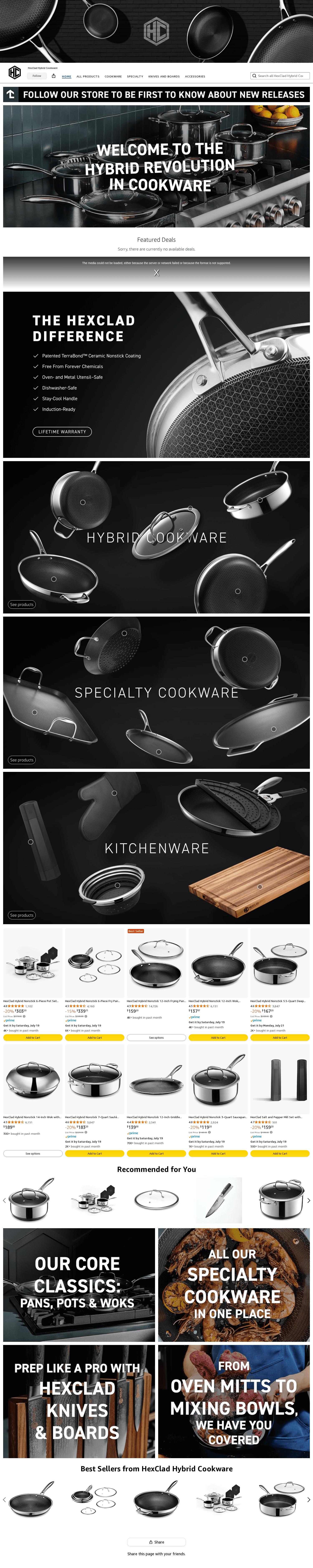 Amazon listing image for HexClad Hybrid Cookware
