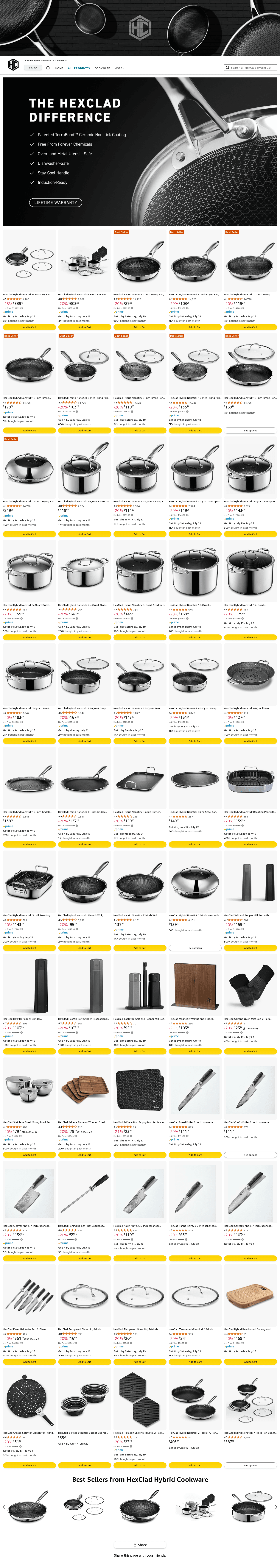 HexClad Hybrid Cookware: Amazon listing image