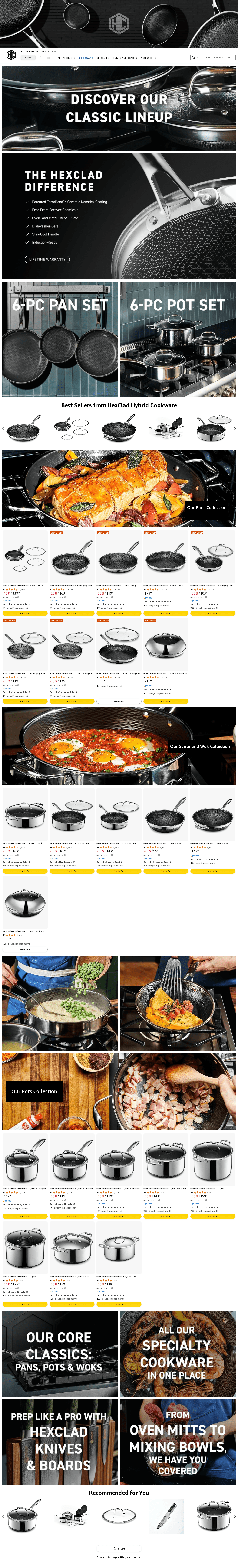 HexClad Hybrid Cookware: Amazon listing image